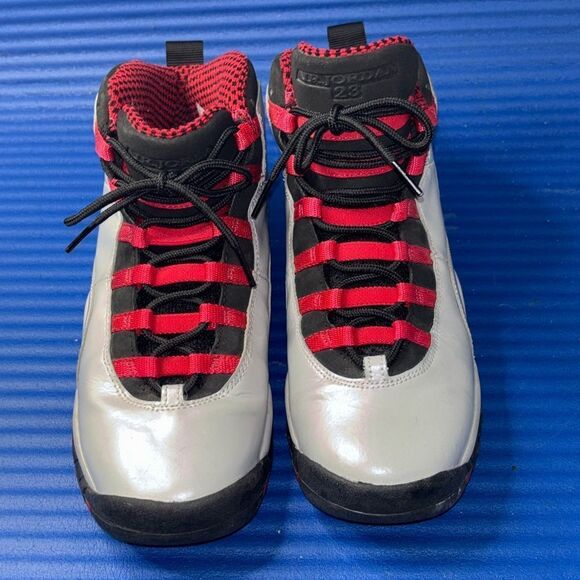 Size 7Y- GS Air Jordan 10 Retro Shoes Wolf Grey/Black-Red 487211-009 - Picture 4 of 8